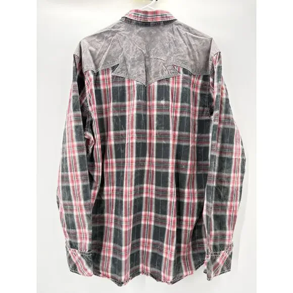 BKE Vintage Shirt Mens XL Plaid Western Pearl Snap Athletic Fit Cowboy - Picture 10 of 14